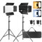 Pixel Kit de vídeo LED con puerta de granero, iluminación para fotografía, 2500 – 6500 K, intensidad regulable, CRI 96 + panel para videografía/streaming/película/grabación de vídeo