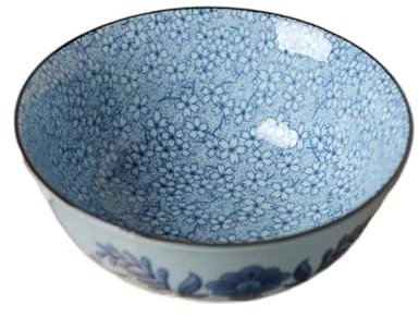 Keramische Salatschüsseln, Dessertschüsseln, Große Suppen-Dessert-Obstsalat-Rührschüssel, kreatives handbemaltes Keramikgeschirr, 17,8 cm, blaues und weißes Porzellan (Farbe: 03) ( Color : 3 )