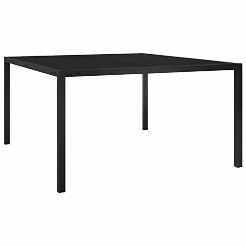 BaraSh Gartentisch 130x130x72 cm Schwarz Stahl und Glas Partytisch Camping Tisch