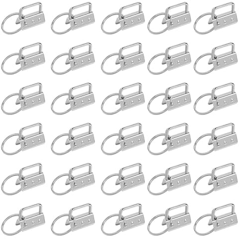Bamyli Schlüsselanhänger Rohlinge 30 Stücke, 33mm Armband Verschluss mit Schlüsselring, Taschenzubehör für Basteln & DIY, Schlüsselanhänger Selber Machen - Klemmschließeanhänger für DIY Handarbeit Lan