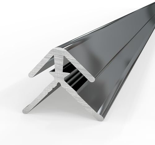 AUPROTEC Aluminium Profile Exterior Corner Profile High Gloss Polished 200 cm Corner Connector Aluminium Corner Profile Connection Profile for 3 mm Shower Back Walls Wall Cladding Profile Strips for