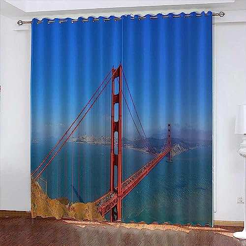 Verdunkelungsvorhänge Seebrücke Des Blauen Himmels Wand Eyelet Vorhang, 3D Printing Shading Vorhänge Balkon Vorhänge Schlafzimmer Salon Fenster,2 Panel 2 X 75 X 166 Cm - Kinder Vorhänge -0X0Q4J1S8C9Z6