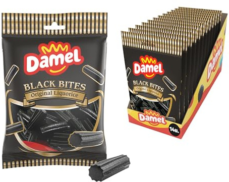 DAMEL Taco Regaliz Negro - Chuches Veganas de Regaliz - Golosinas 14 bolsas x 135gr - Chucherias perfectas para cualquier celebración