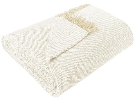 Acomoda Textil – Colcha Multiusos para Sofá y Cama, Manta Foulard Cómoda, Grande y Práctica de Algodón-Poliéster. Plaid Cubrecama y Cubresofá Suave y Ajustable. (Beige, 180x260 cm)
