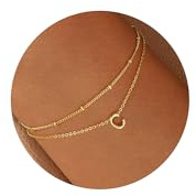 TINGN 18K Gold Gefüllt Armband Damen - Layered Buchstaben C Perlenarmband Personalisiert - Geschenke für Frauen Teenager Mädchen Schmuck