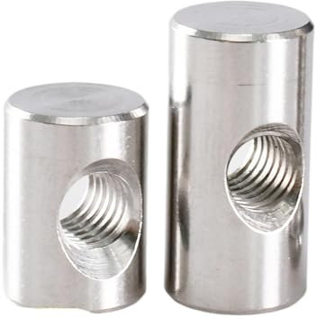 runhuabaihuo Querloch-Zylindermutter M4 M5 M6 304 Edelstahlschrauben Zylinderstift Dübel Holzmöbel Eingebettete Feststellmutter Lange Mutter(M5x14 (10Pcs))