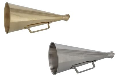 Wellenshop Nostalgisches Megaphon/Megafon/Flüstertüte/Sprachrohr 350 mm aus Messing, poliert oder vernickelt - Schönes Accessoire für Bootsfahrer...
