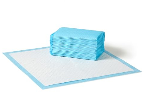 Amazon Basics Lot de 20 Protections très résistantes pour déjections Canines, Anti-Fuite, Surface à séchage Rapide, Taille Classique, pour Chiens et Chiots, Bleu