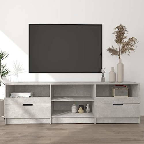 CINDERFUL TV-Schrank Betongrau 150x33,5x45 cm Holzwerkstoff,Modernes TVBoard aus Holzwerkstoff mit viel Stauraum für EIN stilvolles Wohnzimmer TV-Möbel, TV-Bänke