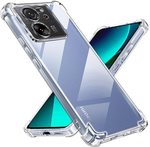 Tentoki Funda para Xiaomi 13T / Xiaomi 13T Pro, Suave TPU, Transparente | Carcasa Protectora con Cojín de Aire Esquina Integrado, Antigolpes, Antiarañazos, Antichoque, Anti-Amarillo
