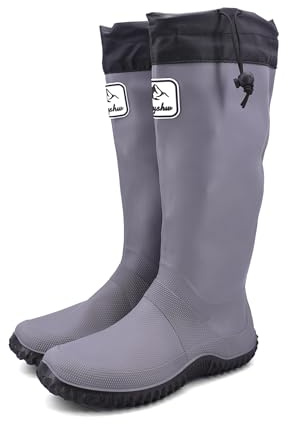 JOMIX Botte de Pluie Femme Homme en Caoutchouc Imperméable Rabattable Pour Quotidien et Travail (Gris, 38_39)