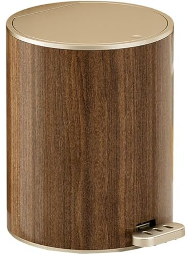 Fopytu Papelera De Desecho Cesta De Papel De Madera Moderna, Bote De Basura Retro Caja De Redonda Bote De Basura Pequeño Contenedor De Basura con Tapa