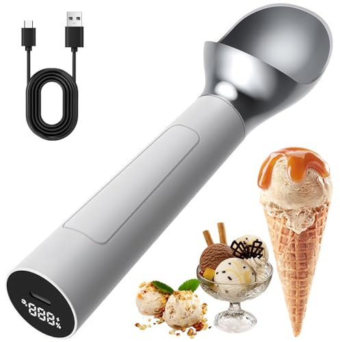 Rechargeable Heated Ice Cream Scoop, 2Oz Electric Portable Handheld icecream scoop with Smart Display, Temperature control, IP67 Waterproof, for Dessert Shop, Home