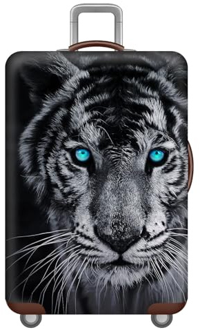 Elastisch Kofferhülle,Kofferschutzhülle,3D Tier Themen Gepäckabdeckung,Gepäckschutzabdeckung,Reisekoffer Schutzhülle,Reisen Koffer Cover Waschbar - 18 bis 32 Zoll (Schwarzer Tiger,S(18-21inch))