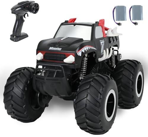 Ulikey 4WD Ferngesteuertes Auto, 2,4 GHz Ferngesteuerter Monstertruck, RC Geländewagen Wasserdicht mit 3 Batterien, Amphibisches, All Terrain Offroad RC, 360° Drift, Geschenk für Kinder ab 6+ (Rot)