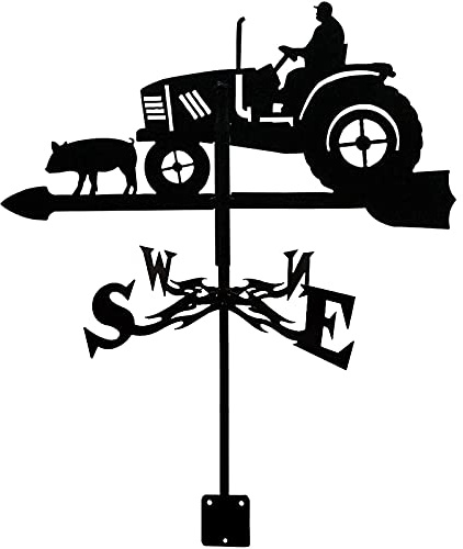 Girouette girouette en acier inoxydable avec piquet de jardin, outils de mesure, indicateur de direction du vent, convient pour les produits métalliques d'extérieur (couleur : tracteur 2) (tracteur 2