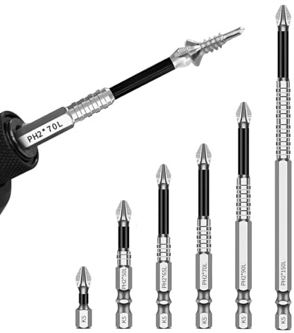 DAJING High Magnetic Screwdriver Drill Bit Set - 6PCS Anti-Slip Magnetic Drill Bits for Impact Driver, Durable and Precision Screwdriver Bits Kit (25mm, 50mm, 65mm, 70mm, 90mm, 150mm)