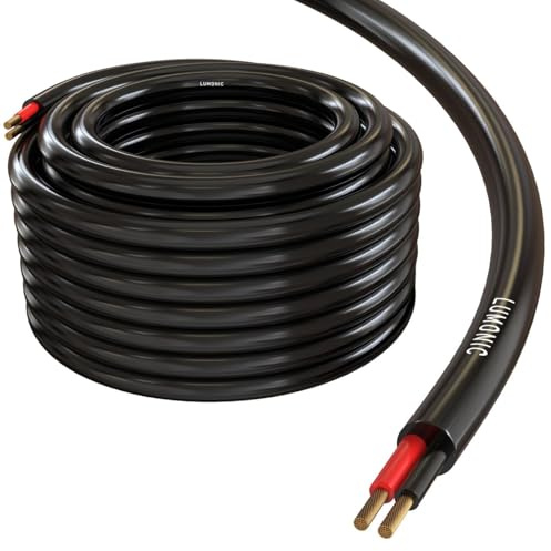Lumonic Lautsprecherkabel 25m Schwarz | 2x 4mm² CCA | HiFi Boxenkabel | Audio Rundkabel | Profi PA Installations- Audio- Rundkabel