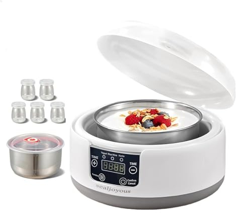 36 Hour Yogurt Maker, Probiotic Yogurt Maker with Temperature Control, 1.2L Multi-Function Electric Yogurt Machine,automatic digital LCD display, with 5 Milk Dispensers