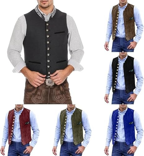 Trachtenweste Herren Oktoberfest Herren Outfit mit Stecktuch, Edel Festanzug für für Trachten & Festlichkeiten, Musik Anlass