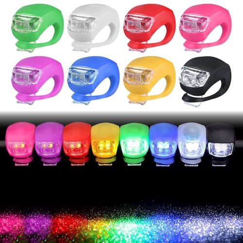 8 luces de silicona para cochecito de bebé: luces LED impermeables de silicona, luz para cochecito de bebé con LED brillante y 3 funciones de iluminación, luz LED para cochecito de bebé, paseo