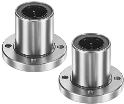 PATIKIL LMK20UU Linear Ball Bearings 20mm Bore Dia 32mm OD 42mm Long 5mm Hole, 2Pcs Round Flange Linear Motion Bushing Double Side Rubber Sealed Rod Liner Shaft for CNC Machine 3D Printer
