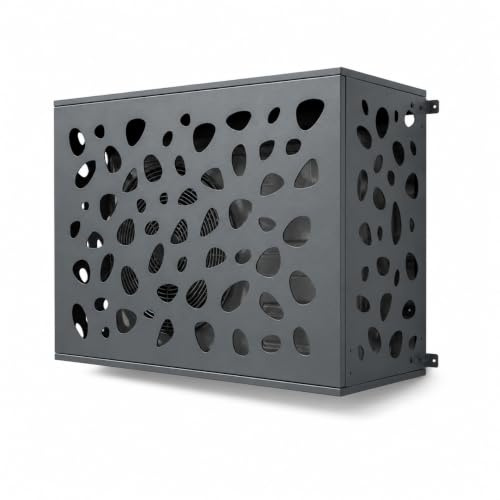 Casanoov Cache Climatiseur Exterieur Gris avec Face Inférieure - Amaro Sunny 90x68x60 cm – Acier Galvanisé Protection – Compatible Clim & PAC Toutes Marques – Design Galets Moderne – Montage Facile