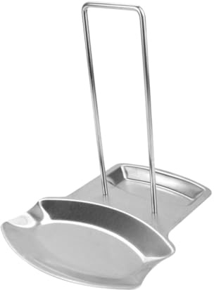 POPETPOP Porta Mestoli e Supporto Coperchio in Acciaio Inossidabile Organizer Cucina Multifunzionale Sporco per Piano Cottura Porta Cucchiaio e Coprimanico per Pentole Facile da Pulire e