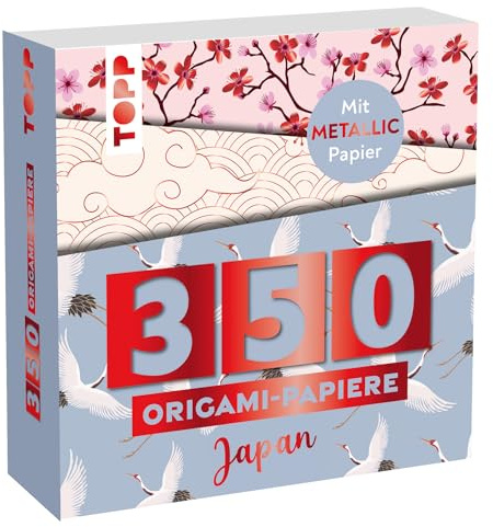 350 Origami-Block Japanische Motive: 350 Falt-Papiere (14 x14 cm, 80 g/m²), in 25 Designs, davon 50 Papiere mit Metallic-Folie, 20 Seiten Origami-Grundkurs, Softcover