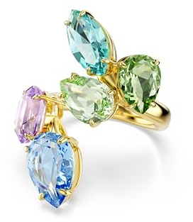 Swarovski Gema Collection Bague à motif, Tailles mixtes, Multicolore, Plaqué ton or