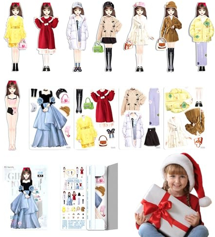 Magnetische Anzieh-Papierpuppe Prinzessin – Papier 14x10 Cm | Magnetisches Anziehspiel Kreatives Magnet-Kleider-Puzzle | Farbenfrohes Rollenspiel Geschenk Für Mädchen Geburtstag Weihnachten | - Un