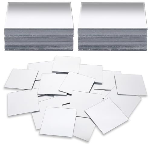 TIESOME 25 Stück Kleine Spiegel Selbstklebend, 7,5 x 7,5cm Quadratische Acryl Spiegel Klein Spiegelfliesen Selbstklebend für DIY Hause Badezimmer Wanddekoration