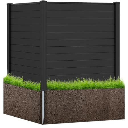HOMASIS Clôture de Jardin, Panneau Brise Vue Extérieur avec Piquets de Sol Métalliques, Kit de Panneaux de Confidentialité pour Climatiseur, Poubelles, Clôture Extérieure (Noir, 123x123cm)