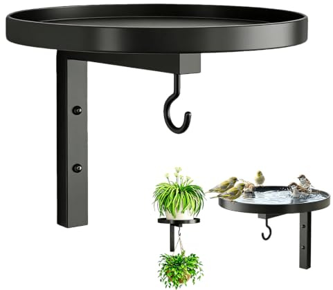 Wandmontierter Eisen-Vogeltränke, Vogelbad Garten, Hängende Vogeltränke, Dekoratives Kunsthandwerk für Garten,Zimmerpflanzen und Hängepflanzen,Innen & Außen,Home Decoration (1, Black, 15 * 17 * 21CM)