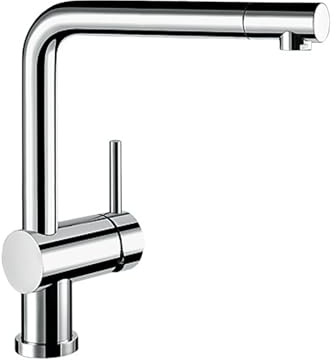 Blanco Linus-F, removable kitchen mixer / pre-window fitting, ideal for placing the sink in front of the window, surface chrome, low pressure, 1 piece, 514277