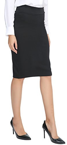 Urban Coco Jupe Crayon Moulante Extensible à Taille élastique pour Femme, Noir, Taille M