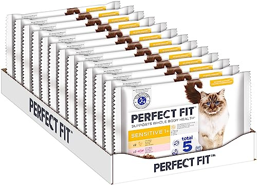 PERFECT FIT Sensitive Våt Kattfoder, Lax och Kyckling, 13 x 4 x 85 g