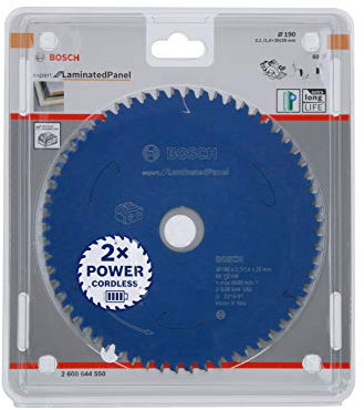 Bosch Professional 1x Kreissägeblatt Expert Laminated Panel (Spanplatten, Sägeblatt Ø 190 X 30 X 2,1 Mm, 60 Zähne, Zubehör Akku Kreissäge)