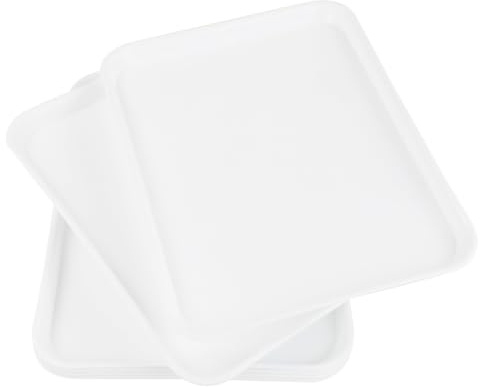 Ponpong Extra Large Plateaux de Service Rectangulaires en Plastique Blanc, Lot de 6