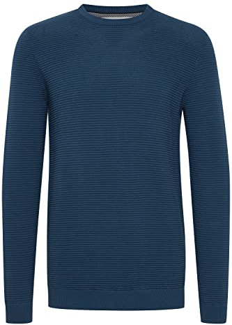 ! Solid SDNicholas stickad tröja för män, finstickad tröja av 100 % bomull, Ensign Blue (194026), M