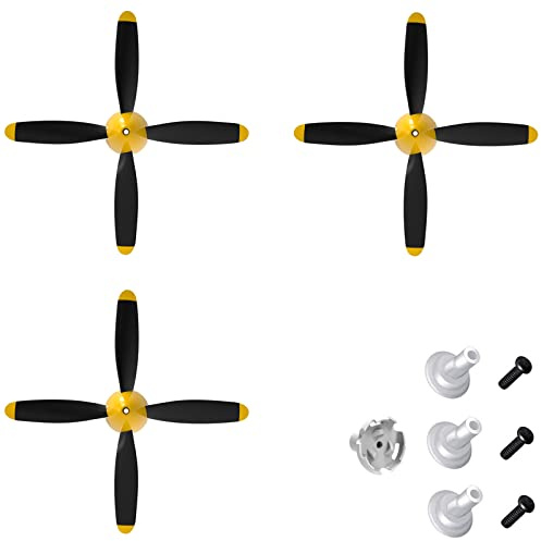 3 set Rc Plan 4-blads propeller med propellerskydd och en adapter för VOLANTEXRC 761-11 761-12 761-13 P40 BF109 P51 F4U T28 Flygplan