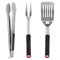 AKTIVE 63009 - Kit Accesorios para Barbacoa 3 Piezas, Pinzas para Barbacoa, Espátula y Tenedor trinchador, Juego de Utensilios para barbacoas, Herramientas para Parrilla