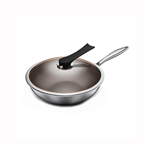 OQHAIR Sartén de Acero Inoxidable Sartén Compatible con inducción Utensilios de Cocina multipropósito Uso para Cocina casera o Restaurante