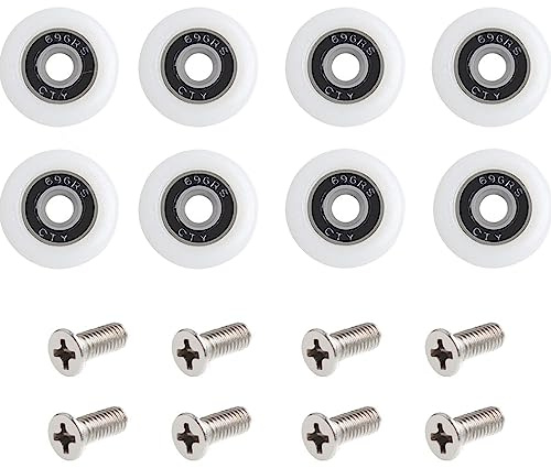 BBTISG Lot De 8 Roulettes Pour Porte De Douche Avec Des Vis, 25 Mm De Diamètre Roulettes De Rechange Pour Porte De Douche Coulissante Pour Cabine De Douche