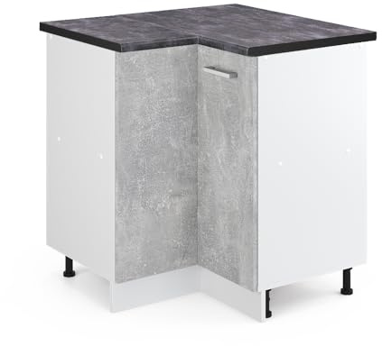Vicco Eckunterschrank R-Line, Beton, 75.6 cm, AP Anthrazit, zur freien Kombination innerhalb modularer Küchensysteme