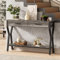 Tarnorci - Mesa de consola de 119,4 cm con almacenamiento y 2 cajones, mesa de entrada estrecha, mesa de sofá industrial para salón, pasillo y chimenea, acabado en grano de madera rústico con marco de