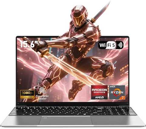 FUNYET 15.6 Pulgadas Ordenador Portátil Gaming,R7 5700U Win 11 Portátil,RAM 32GB SSD 1TB Laptop,Tastiera Retroilluminata,WiFi,6000AMH,HDMI