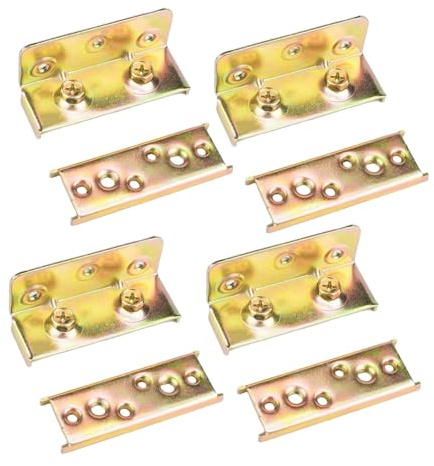 KESOTO 4 Soportes para Barandillas de Cama, Herrajes de Conexión, Herrajes para Muebles, Conectores para Marcos de Cama de Madera, 4 Inch 1.2mm Thick