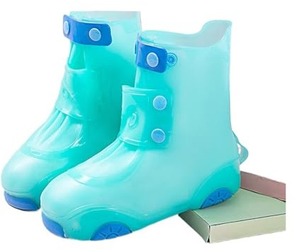 MDSIOKHJ vattentätt skoskydd vattentäta skydd silikon överskor stövlar skydd bärbar snö gummi skyddar fot regn för pojke flicka, gRÖN, S
