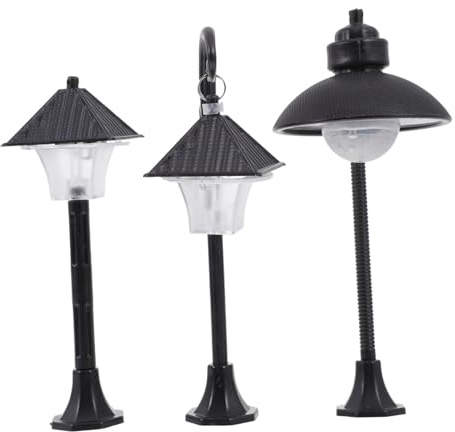 Gogogmee 3 pezzi Lampioni Modellino Miniatura per Paesaggi Decorazione Stradale in Miniatura Leggera e Compatta Ornamento Lampada da Tavolo per Scenografie e Paesaggi Decorativi